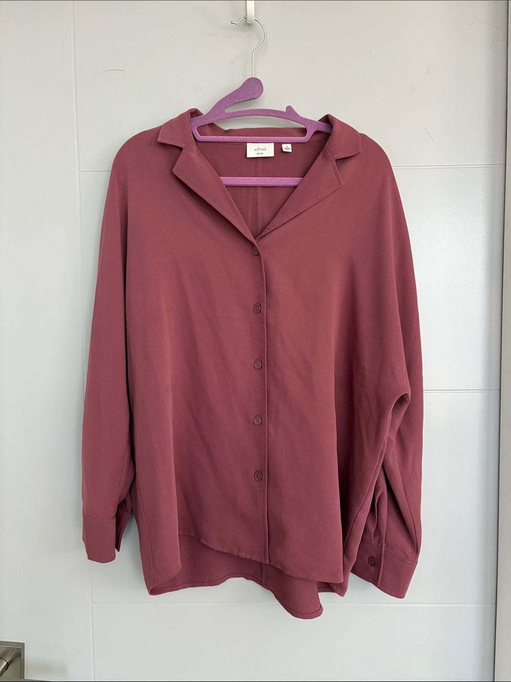 Wilfred Relaxed Button-Down Shirt in Mauve Rose